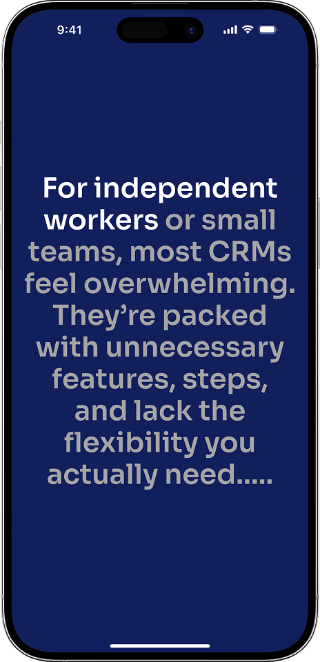 A mobile mockup of the CRMHUB interface