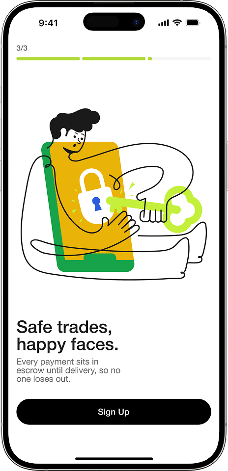 A mockup of the Auctave onboarding screen 3