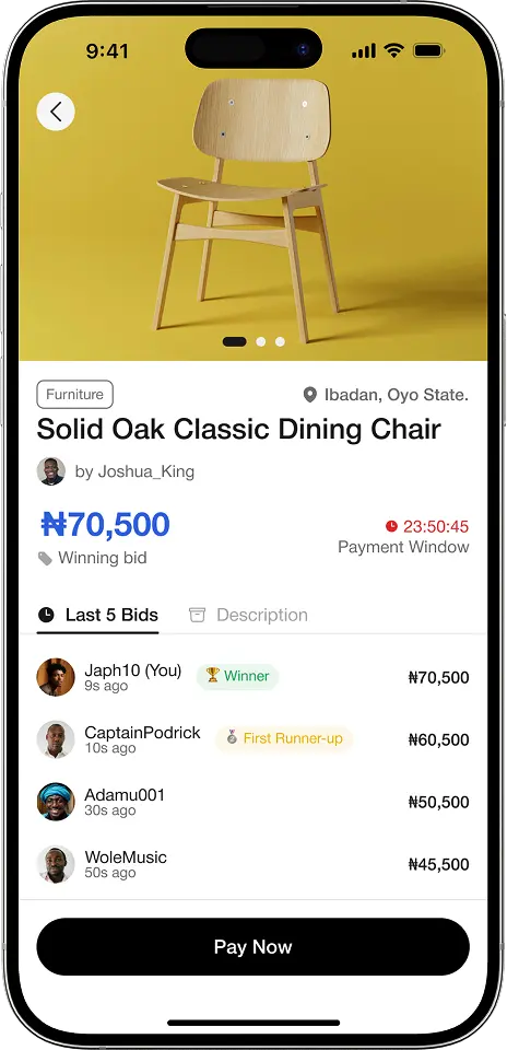 A mockup of the product page showing payment window countdown